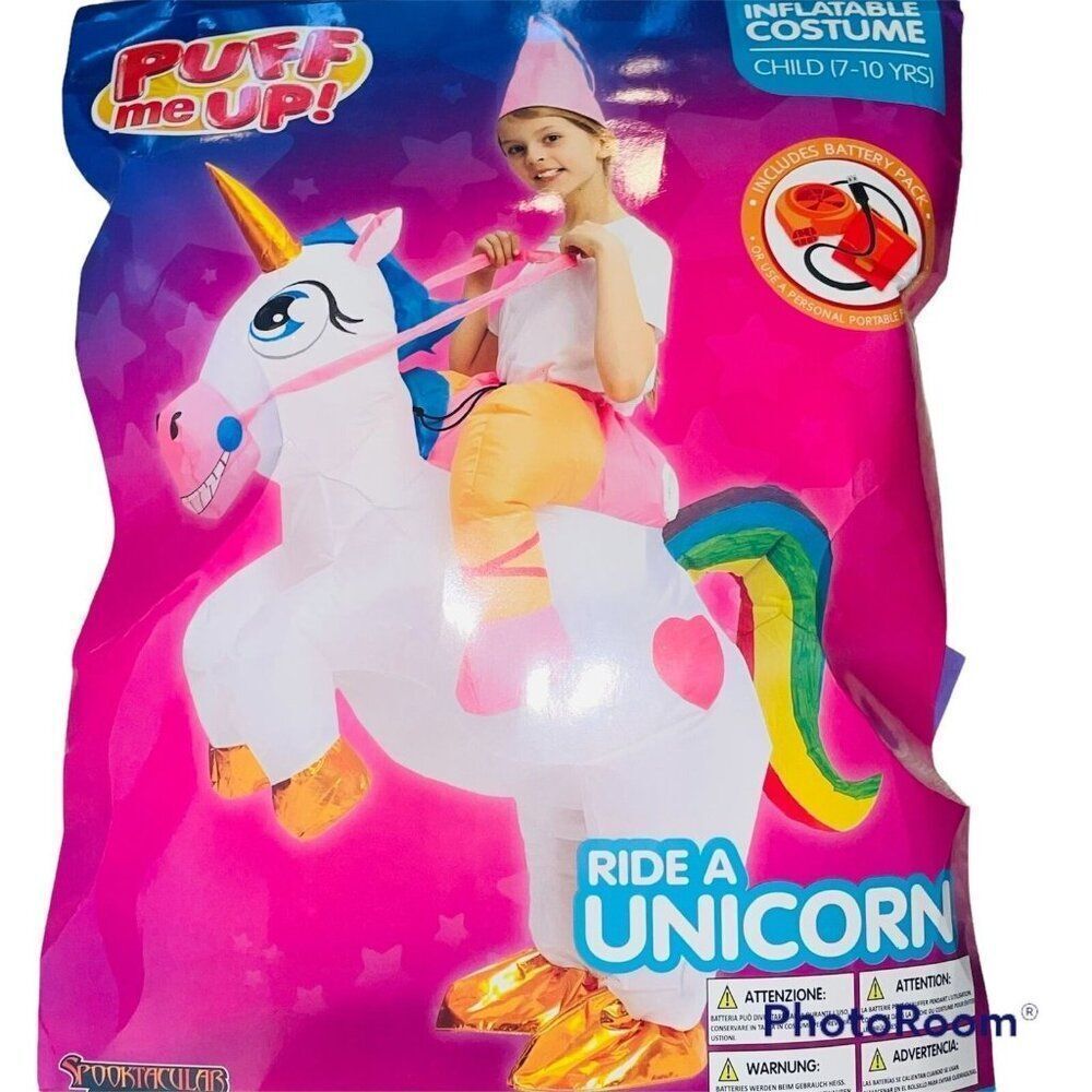 Halloween Ride A Unicorn Child 7-10 Inflatable Costume Battery Pack Dress-up